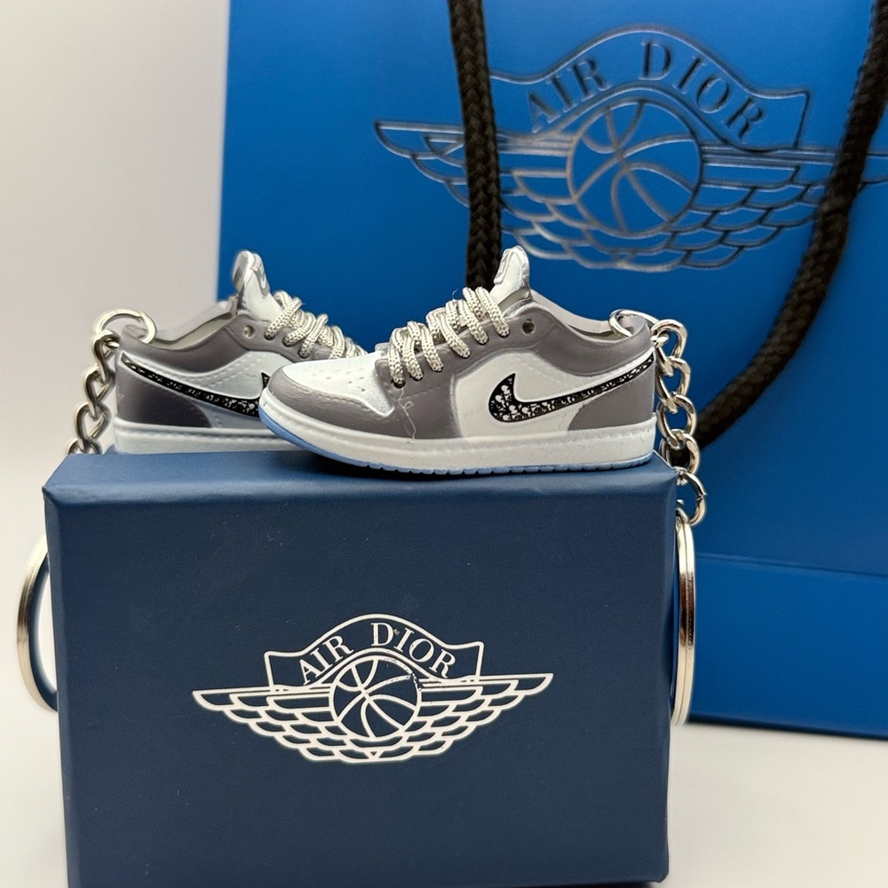 Air Dior Sneaker Keychain in Gray and Black